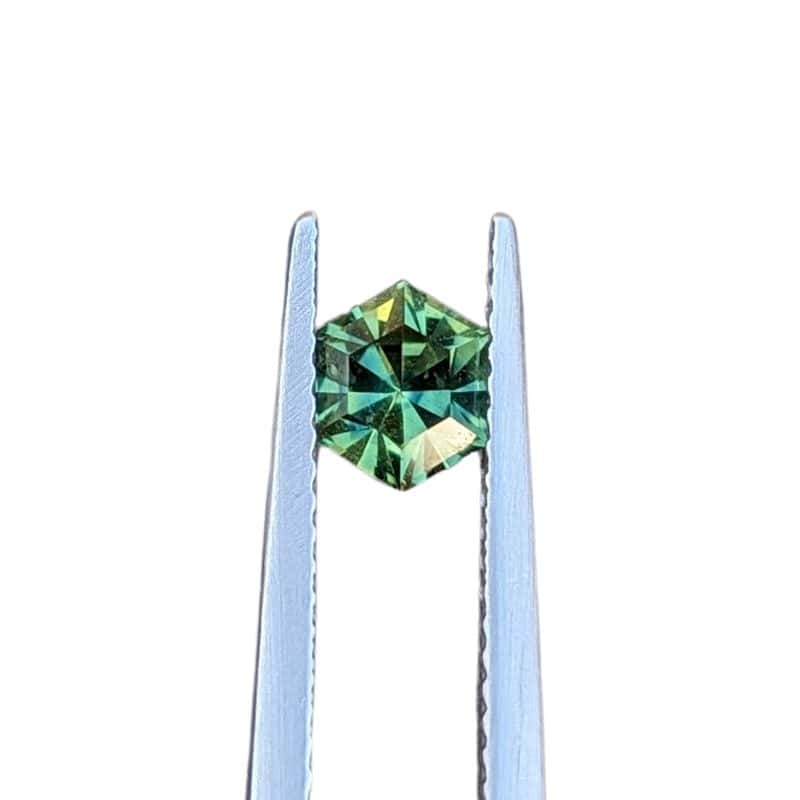 0.79ctct green parti hexagon cut australian sapphire