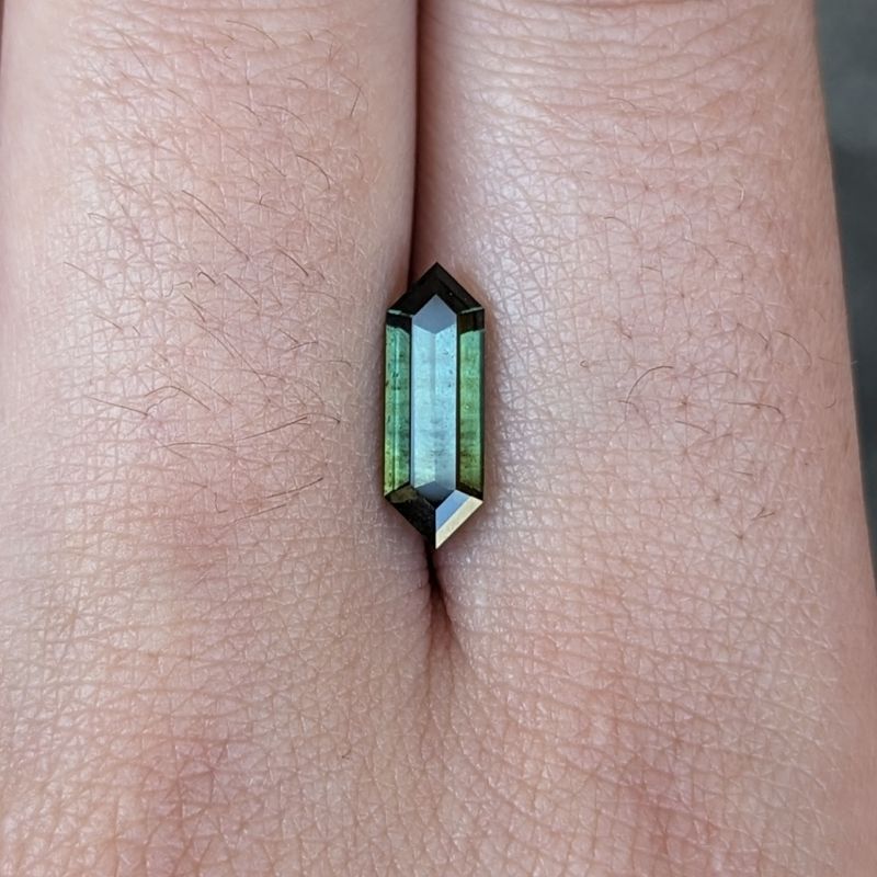 2.07ct teal green elongated hexagon cut australian sapphire