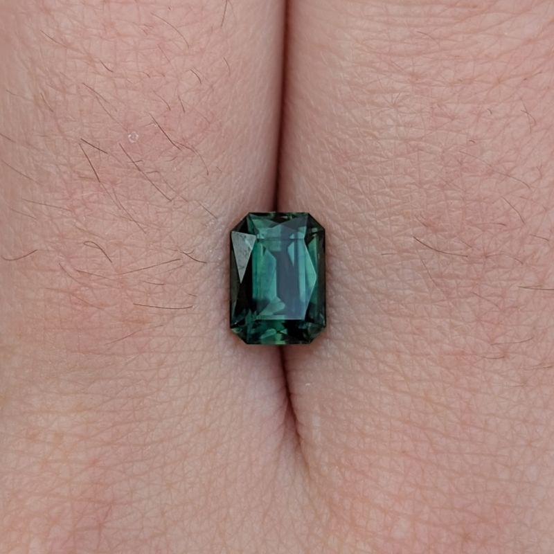 1.65ct green emerald cut australian sapphire