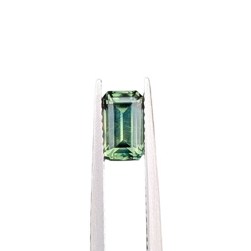 1.74ct emerald cut green parti australian sapphire