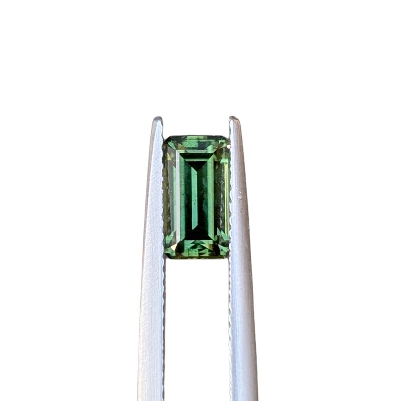 1.74ct emerald cut green parti australian sapphire