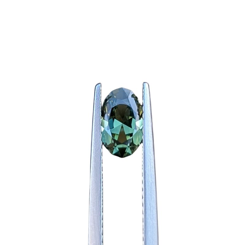 1.26ct elongated oval cut green australian sapphire