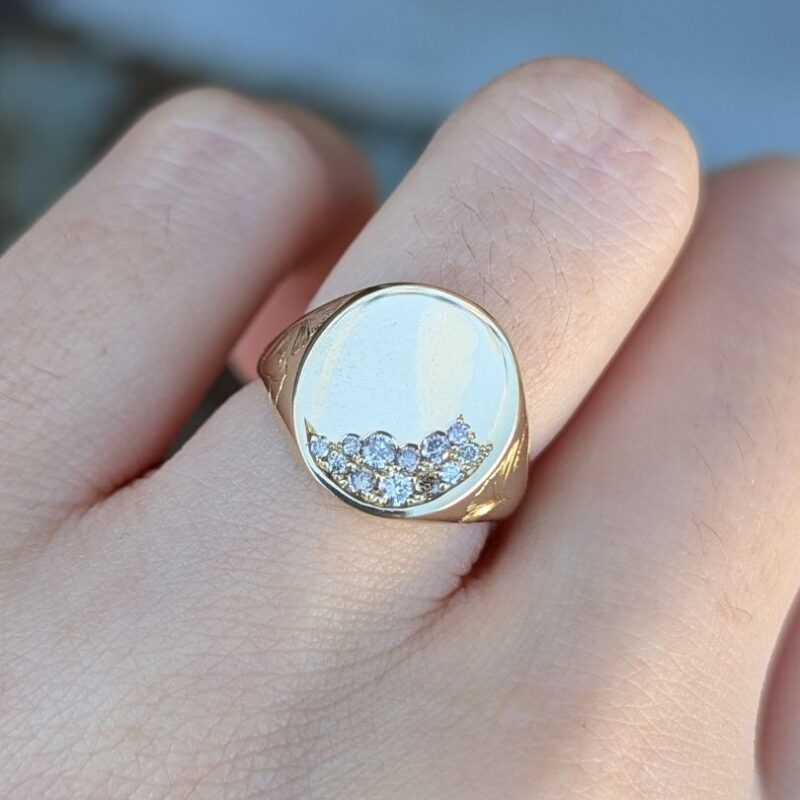 ginko leaves signet ring
